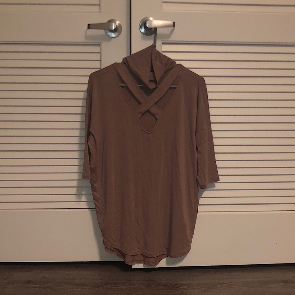 Turtleneck Criss Cross Cut-Out Top